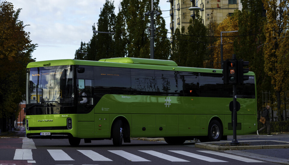 RUTER-BUSS: Her er en av Ruters busser som er fra kinesiske Yutong. Bildet viser en kinesisk elbuss fra Ruter. Foto: Cornelius Poppe / NTB