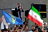 Demonstranter i Baghdad viser støtte til Iran og IRGC under en markering i april 2026.