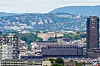 Utsikt over Oslo med Slottet, Radisson Hotel, Posten og Oslo rådhus i forgrunnen.