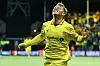 Bildet viser Bodø/Glimts Sondre Auklend som feirer etter å ha scoret 2-0 målet under kvalifiseringskampen til Champions League. Foto: Mats Torbergsen / NTB