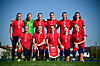 Norges lag før VM-kvalifiserings kampen mellom Slovenia - Norge på Mestni stadion Ptuj. Bak f.v. Matholde Hauge Harviken, Cecilie Fiskerstrand, Ingrid Syrstad Engen, Ada Stolsmo Hegerberg, Caroline Graham Hansen og Signe Gaupset. F.v. Lisa Fjeldstad Naalsund, Julie Blakstad, Vilde Bøe Risa, Thea Bjelde og Frida Maanum.