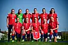 Norges lag før VM-kvalifiserings kampen mellom Slovenia - Norge på Mestni stadion Ptuj. Bak f.v. Matholde Hauge Harviken, Cecilie Fiskerstrand, Ingrid Syrstad Engen, Ada Stolsmo Hegerberg, Caroline Graham Hansen og Signe Gaupset. F.v. Lisa Fjeldstad Naalsund, Julie Blakstad, Vilde Bøe Risa, Thea Bjelde og Frida Maanum.