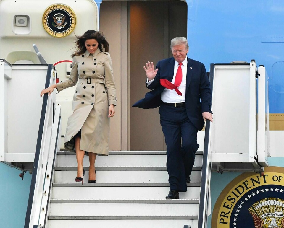 KLAR: USAs president Donald Trump og kona kom til Belgia tirsdag. Trump skal være med på toppmøtet i NATO.