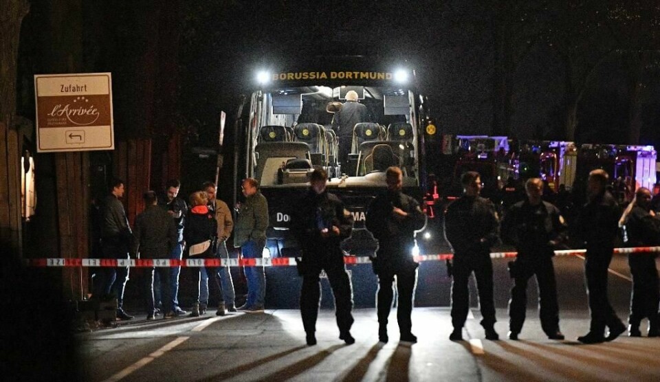 ANGREPET: Bussen til fotballaget Borussia Dortmund ble angrepet.