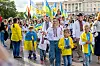 Bildet viser ukrainere som markerer Ukrainas uavhengighetsdag i Oslo.
