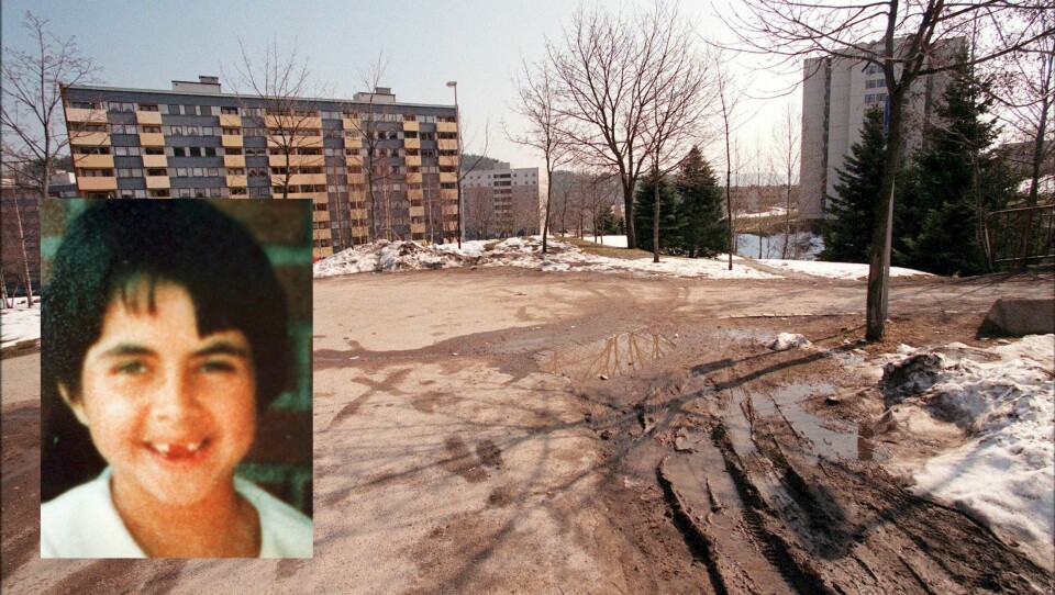 FORSVANT: Therese Johannessen forsvant i 1988. Hun bodde på Fjell i Drammen (bildet). Det store bildet er tatt ti år senere.