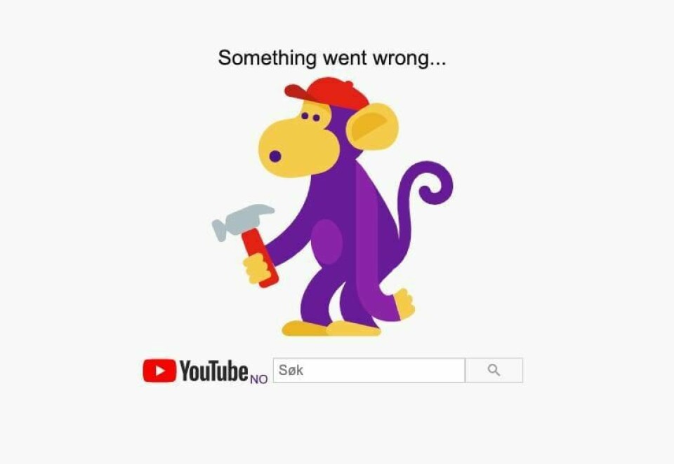 FEIL: Flere av tjenestene til Google har sluttet å virke. Dette er hva flere brukere fikk se da de prøvde å se filmer på nettsiden Youtube mandag.