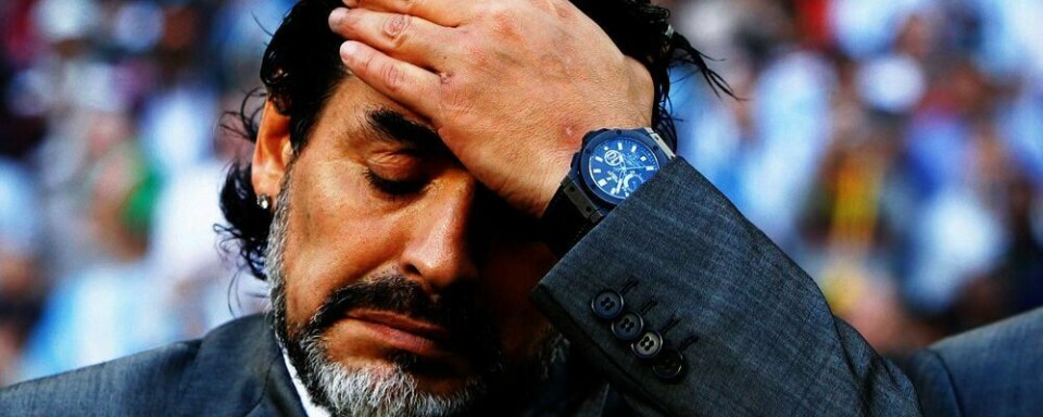 VM: Maradona er trist etter tapet mot Tyskland. Argentina måtte reise hjem fra VM.