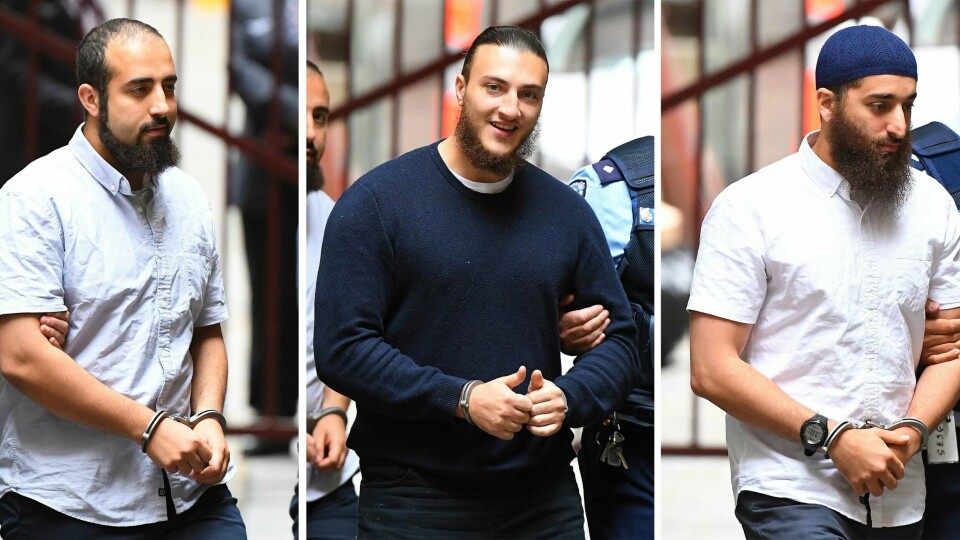DØMT: Tre menn er dømt til lang tid i fengsel i Australia. Fra venstre: Hamza Abbas, Ahmed Mohamed and Abdullah Chaarani.