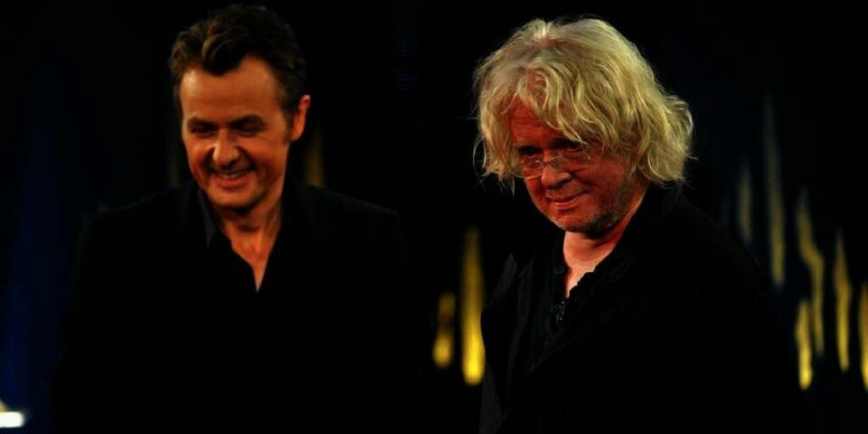 INTERVJU: Fredag er Odd Nerdrum (til høyre) med i programmet Skavlan. Fredik Skavlan (til venstre) er den første som har fått intervjue kunstneren på ni år.