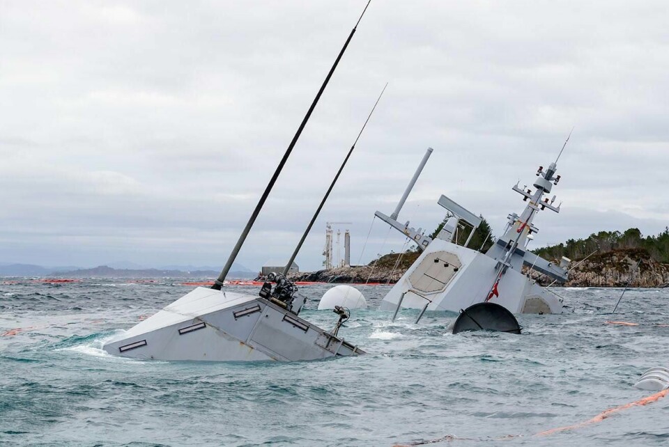 FJERNET: Alle missiler er nå fjernet fra dekk på KNM Helge Ingstad.