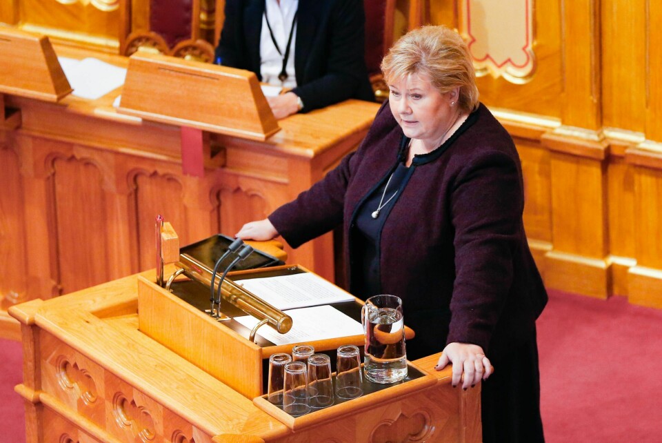 SVARTE: Erna Solberg svarte på spørsmål om abortloven i Stortinget onsdag.
