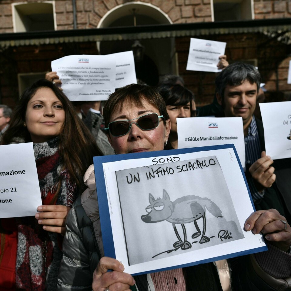 DEMONSTRASJON: Journalister demonstrerte i Italia 13. november. De ønsker mer pressefrihet.