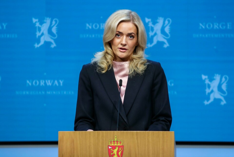PRESSEKONFERANSE: Justis- og beredskapsminister Emilie Enger Mehl på pressekonferansen tirsdag. Justis- og beredskapsminister Emilie Enger Mehl (Sp) på en pressekonferanse tirsdag. Foto: Emilie Holtet / NTB