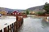 Bismo 20181015.
Mange hus er rammet av flommen i Bismo. Mildvær og mye regn har gitt vårflomtilstander på senhøsten.

Foto: Ørn Borgen / NTB scanpix