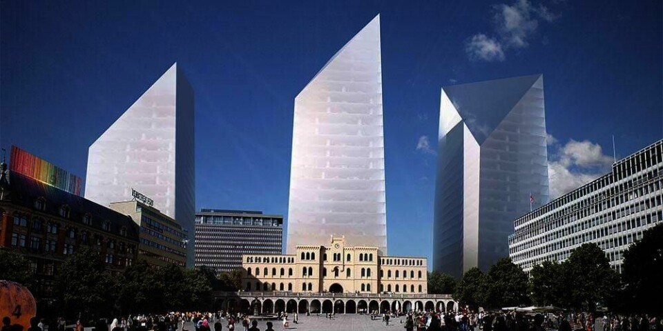 HØYT:  Arkitektene i Snøhetta vil at Regjeringskvartalet skal se slik ut. Høye bygg var det flere av arkitektene som ville ha.