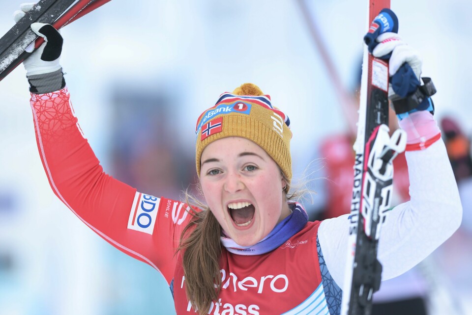SØLV: Vilde Nilsen vant sølv under Paralympiske leker. Hun ledet sprinten lenge, men ble tatt igjen. Her er bilder fra når hun vant verdensmesterskapet for noen måneder siden. Vilde Nilsen jublet vilt etter å ha tatt sitt andre gull i para-VM.Foto: Geir Olsen / NTB