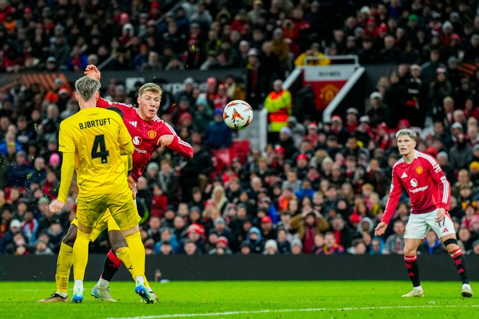 MØTTE MOTSTAND: Bodø/Glimt kjempet godt mot Manchester United på Old Trafford. Det holdt likevel ikke til poeng. Rasmus Højlund ble matchvinner for Manchester United mot Bodø/Glimt. Foto: Fredrik Varfjell / NTB