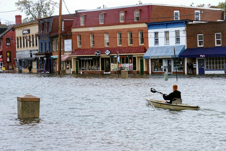 EKSTREMVÆR: Bildet er fra Annapolis i Maryland i USA i fjor. En flom i Annapolis i Maryland i USA i fjor. Foto: Susan Walsh / AP / NTB