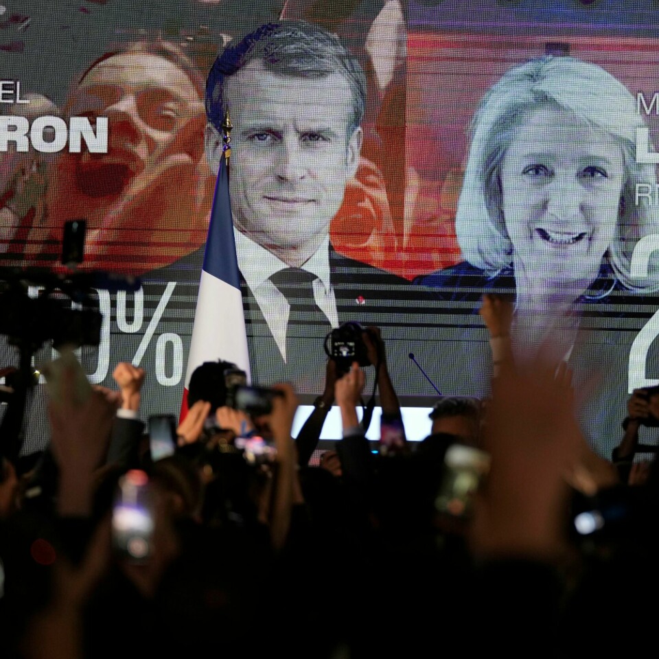 FRANKRIKE: Emmanuel Macron og Marine Le Pen kjemper om å bli president i Frankrike. Bildet viser Emmanuel Macron og Marine Le Pen. De kjemper om å bli president i Frankrike.