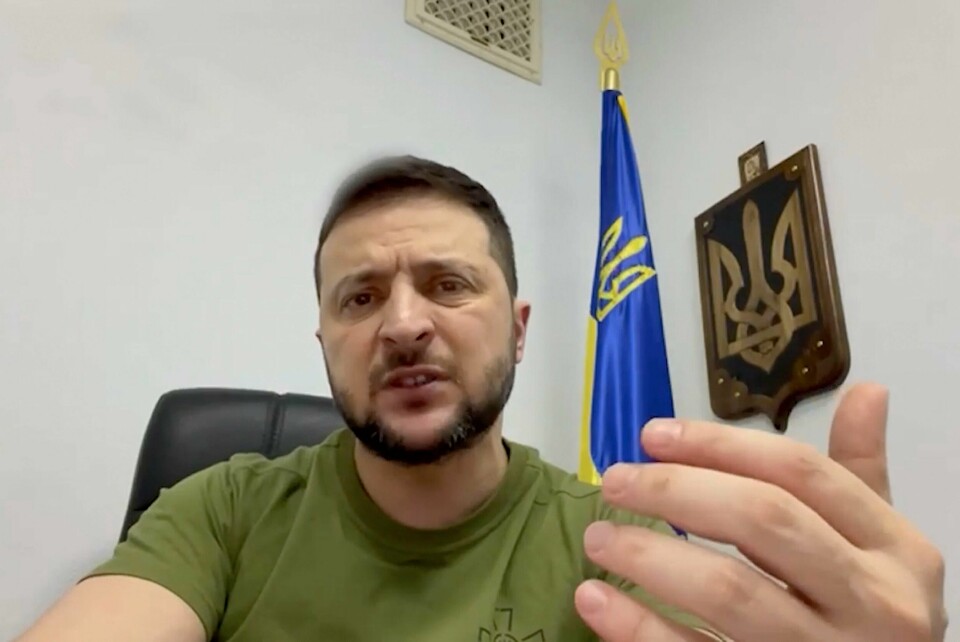VIDEOTALE: Ukrainas president Volodymyr Zelenskyj i en videotale offentliggjort torsdag. President Volodymyr Zelenskyj i en videotale offentliggjort torsdag. Foto: Den ukrainske presidentens kontor / AP / NTB