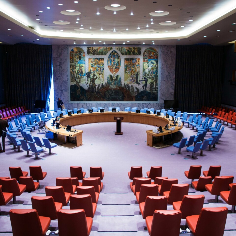 KJEMPER: FNs sikkerhetsråd vil gjøre noe med pirat-problemet i Vest-Afrika. Bildet viser salen til FNs sikkerhetsråd. Foto: Kyrre Lien / NTB