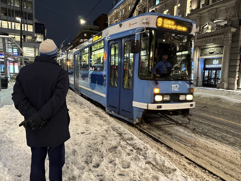 TRIKK: Oslo-trikkene klarer å kjøre i snøværet. n