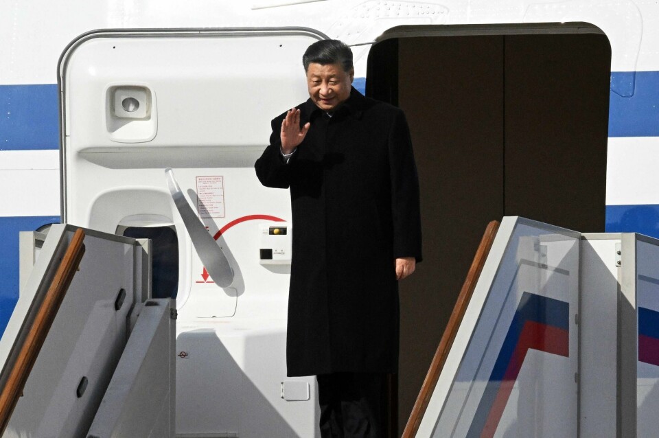 RUSSLAND: Kinas president Xi Jinping ankom Moskva i Russland mandag 20. mars. Bildet viser Kinas president Xi Jinping som ankom Moskva i Russland mandag 20. mars.