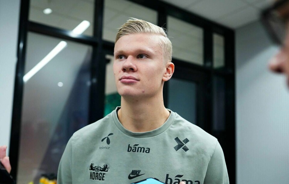 KLAR: Erling Braut Haaland spiller også fotball for det norske landslaget. Men fredag møtte han sin nye tyske klubb.