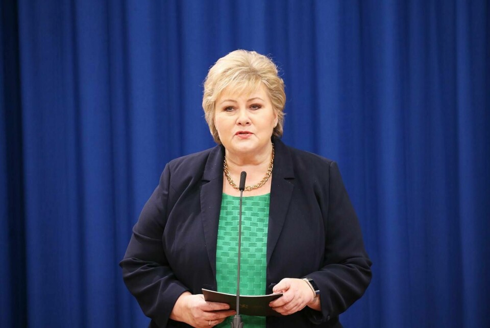 LOV: Statsminister Erna Solberg snakket på en pressekonferanse onsdag. Hun fortalte om en ny kriselov.