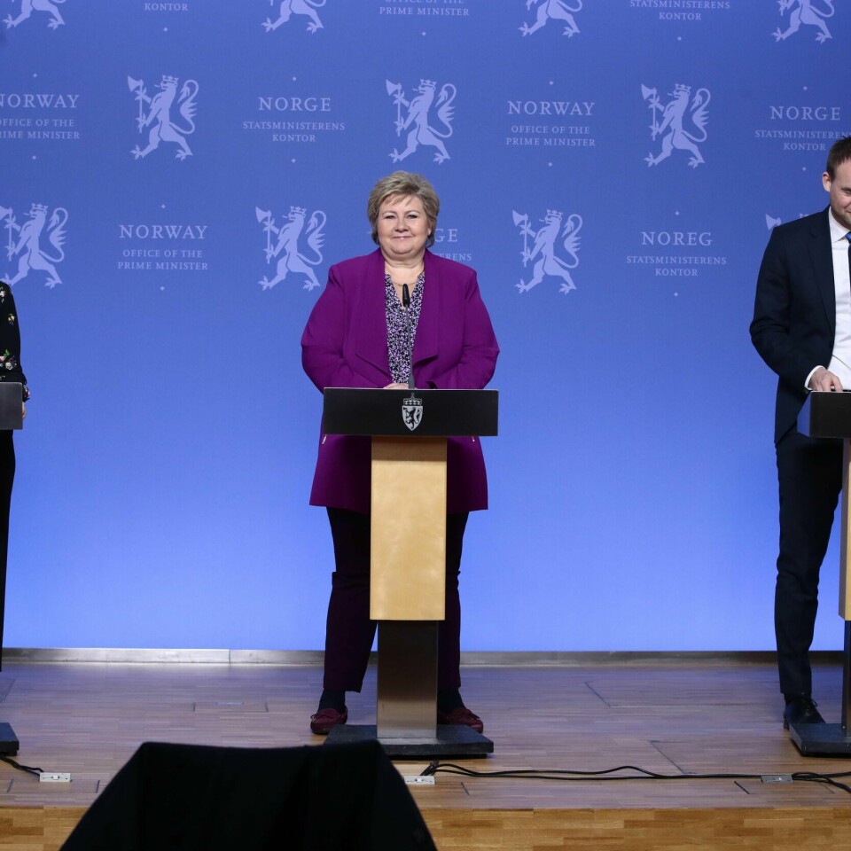 KORONA: Statsminister Erna Solberg, Kunnskaps- og integrerings-minister Guri Melby og Barne- og familie-minister Kjell Ingolf Ropstad svarte på spørsmål fra barna.