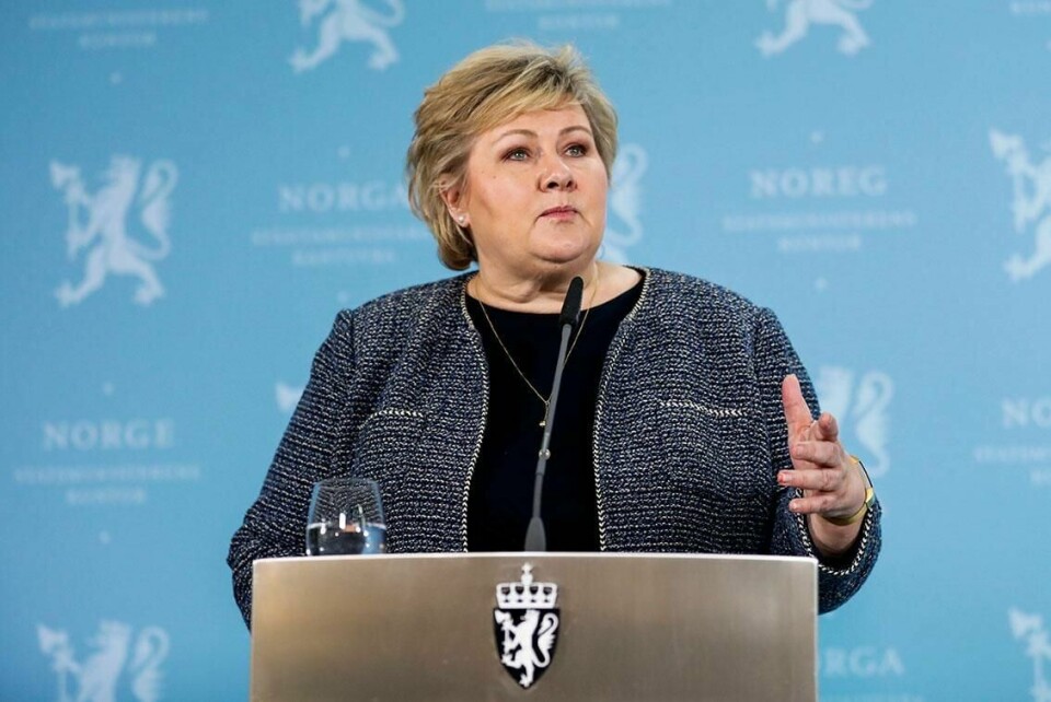 BOT: Statsminister Erna Solberg får 20.000 kroner i bot.