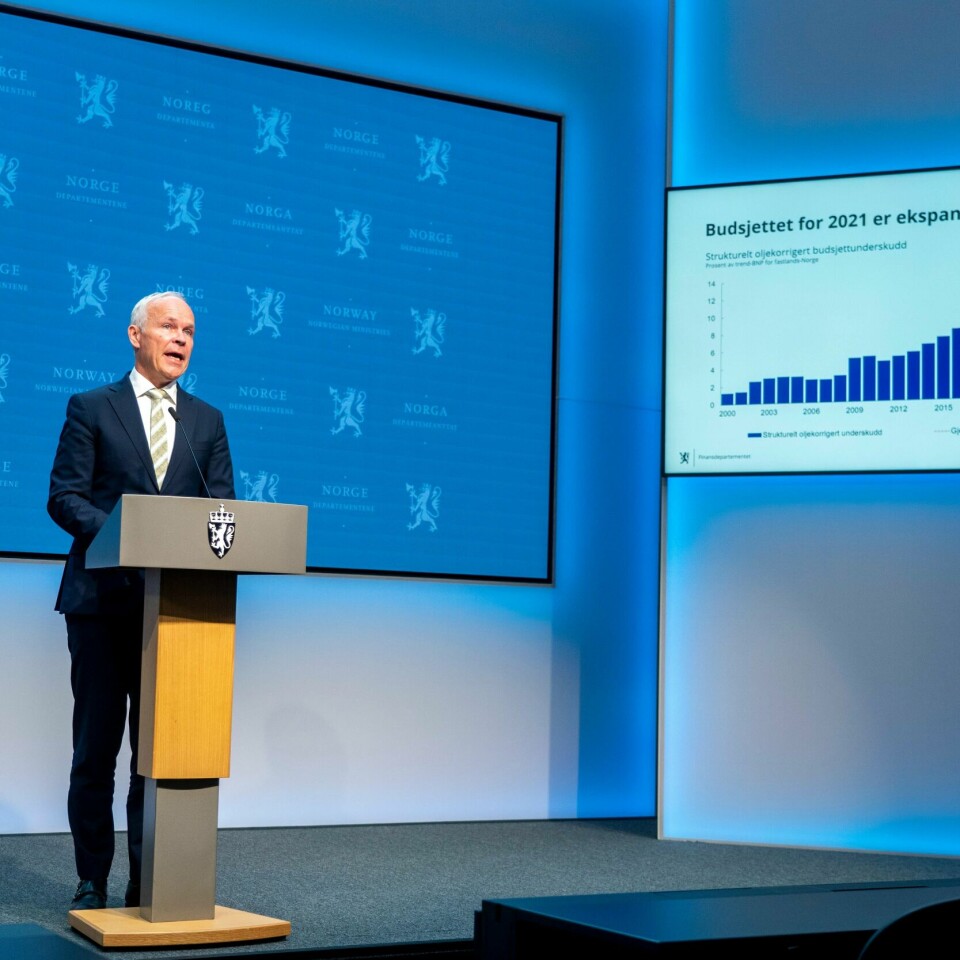 BUDSJETT: Finansminister Jan Tore Sanner presenterer den nye vurderingen av budsjettet.