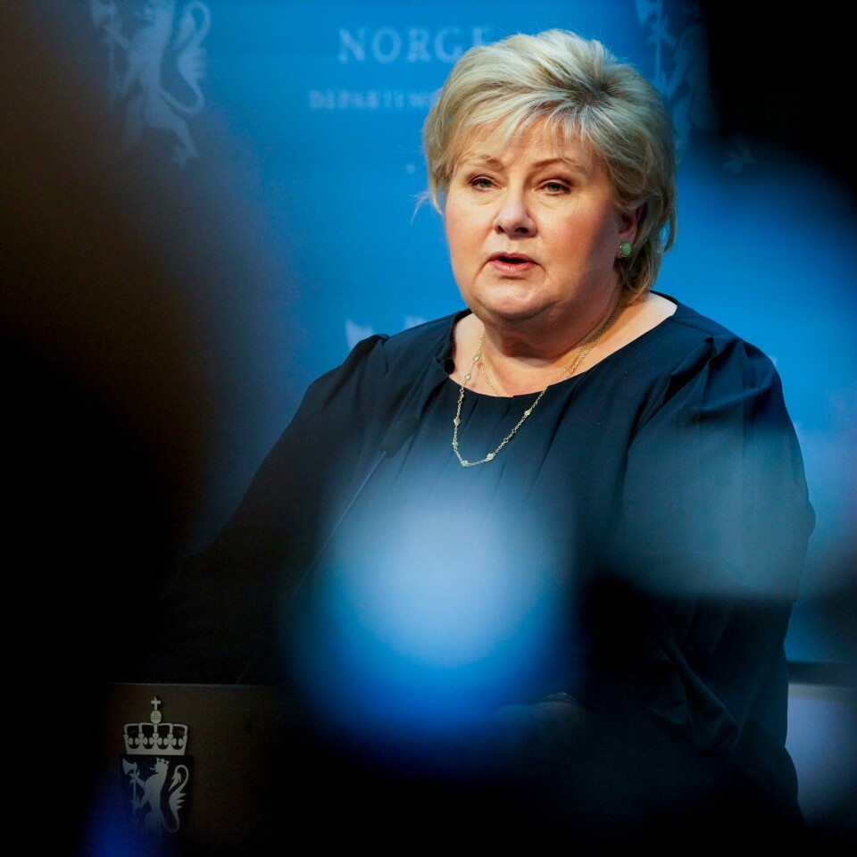 Norge er ferdig med å forhandle frem en ny frihandels-avtale med Storbritannia. Island og Liechtenstein er også en del av avtalen. Statsminister Erna Solberg under pressekonferanse om status for frihandelsforhandlingene med Storbritannia. Foto: Gorm Kallestad / NTB