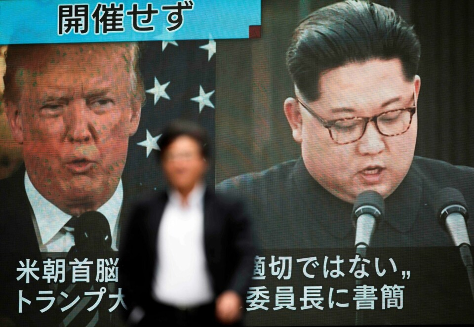 AVLYSER: Donald Trump i USA avlyser møtet med Kim Jong-un. Kim er leder i Nord-Korea. Møtet skulle holdes 12. juni i Singapore.