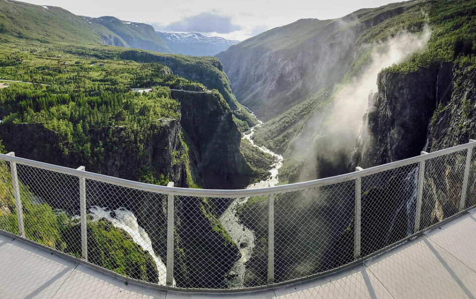VØRINGSFOSSEN: Endelig blir det trygt å se Vøringsfossen. Nytt utsiktsanlegg er ferdig i juli. Bildet viser utsiktspunkt over Vøringsfossen langs Nasjonal turistveg Hardangervidda.