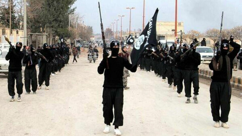 IS: Her marsjerer IS-krigere gjennom byen Raqqua i Syria i 2014. En norsk kvinne støttet krigerne. Men nå ber Aisha Shezadi om hjelp til å reise hjem igjen.