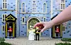Bildet viser slottet Windsor og prins Harry og Meghan Markle i lego.