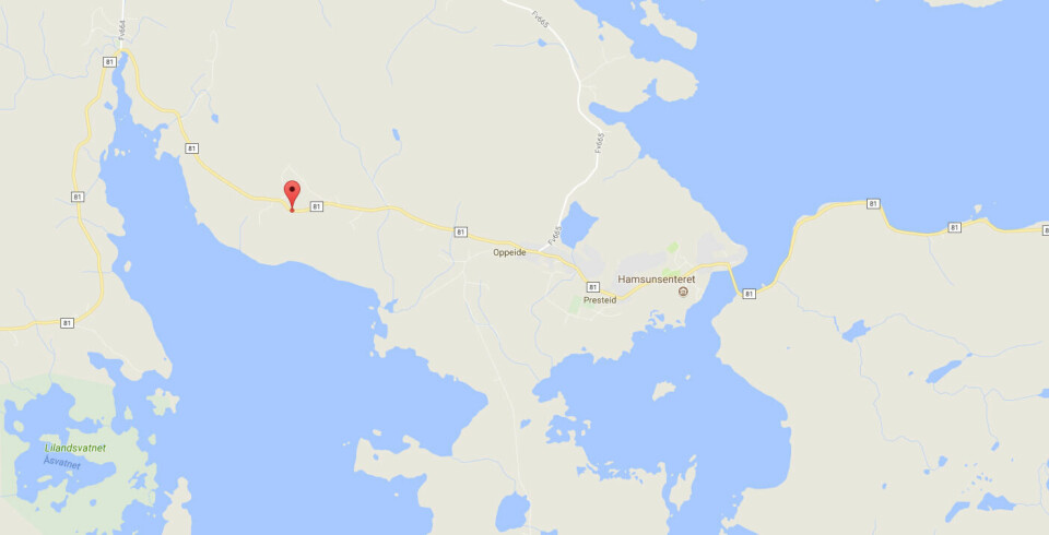 VELTET: En buss veltet på Hamarøy i Nordland. Det skjedde omtrent der det er merket av på kartet. Bildet viser et kart over Hamarøy i Lofoten.