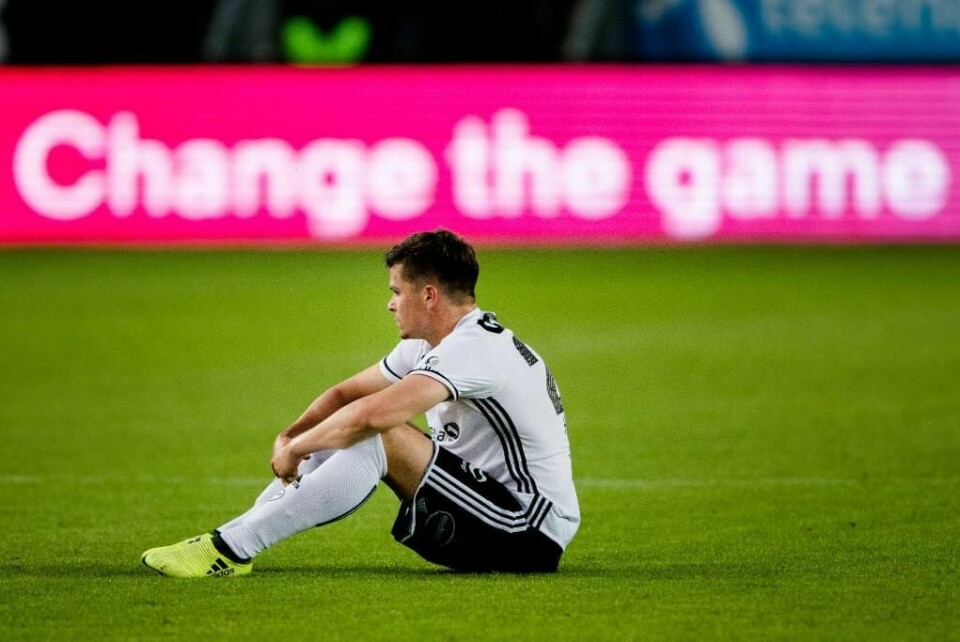 SKUFFET: Spilleren Pål André Helland fra Rosenborg var svært skuffet etter tapet mot Celtic onsdag.