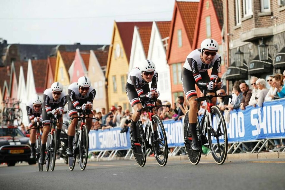 BEST: Rytterne til laget Sunweb syklet raskest. De vant konkurransen i lagtempo i VM i Bergen.