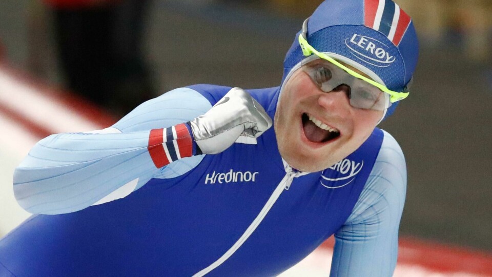 STJERNE: Sverre Lunde Pedersen er blitt Norges største stjerne på skøyter. Han tok tre medaljer i VM. Bildet viser Sverre Lunde Pedersen.