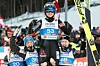 SEEFELD, ØSTERRIKE 20190227.
Maren Lundby er verdensmester hopp normalbakke for kvinner under VM på ski i Seefeld onsdag. Her flankert av lagvenninneneSilje Opseth (t.v.) og Anna Odine Strøm. 
Foto: Fredrik Hagen / NTB scanpix