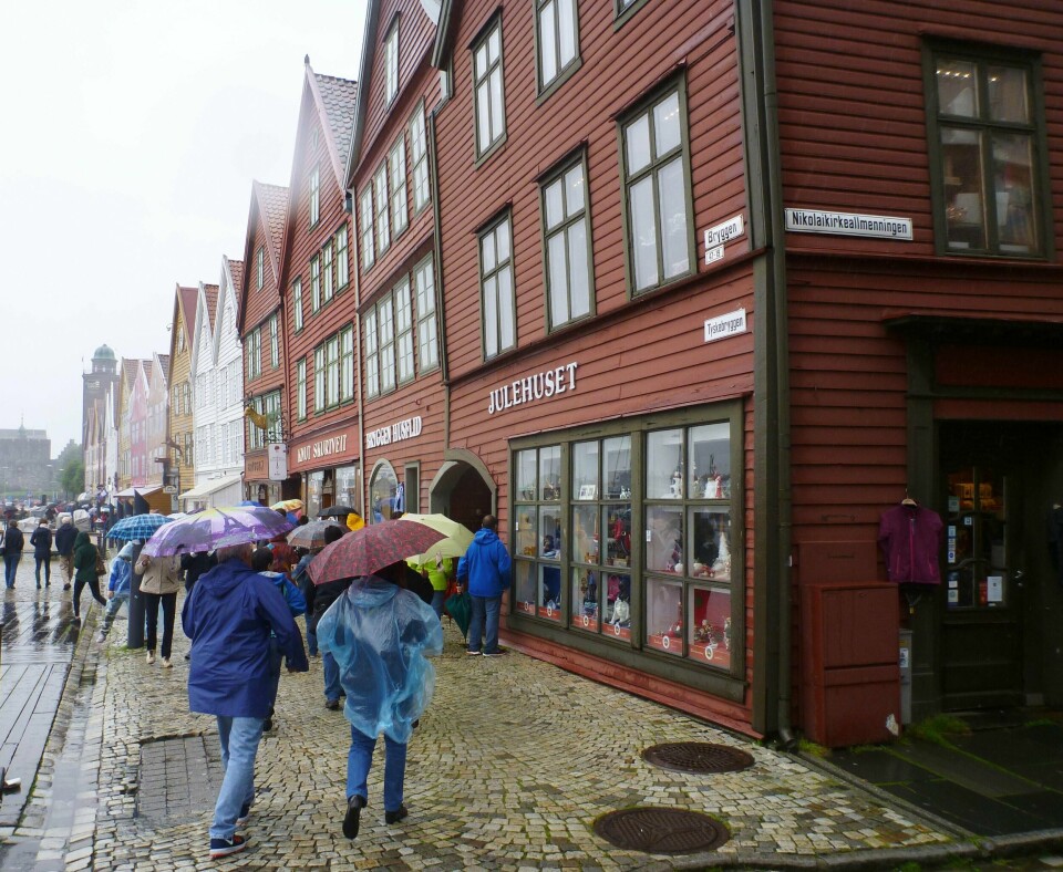 VÅTT: Det er ventet mye regn i Hordaland natt til torsdag. Bildet er fra Bergen.