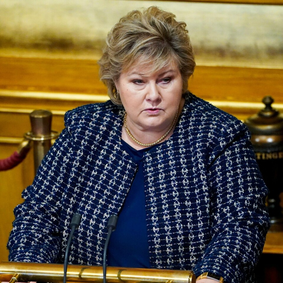 STORTINGET: Statsminister Erna Solberg snakket i Stortinget mandag. Hun fortalte om endrede korona-regler.
