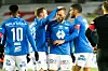 Bildet er av fotballspillere på Molde. De feirer et mål.