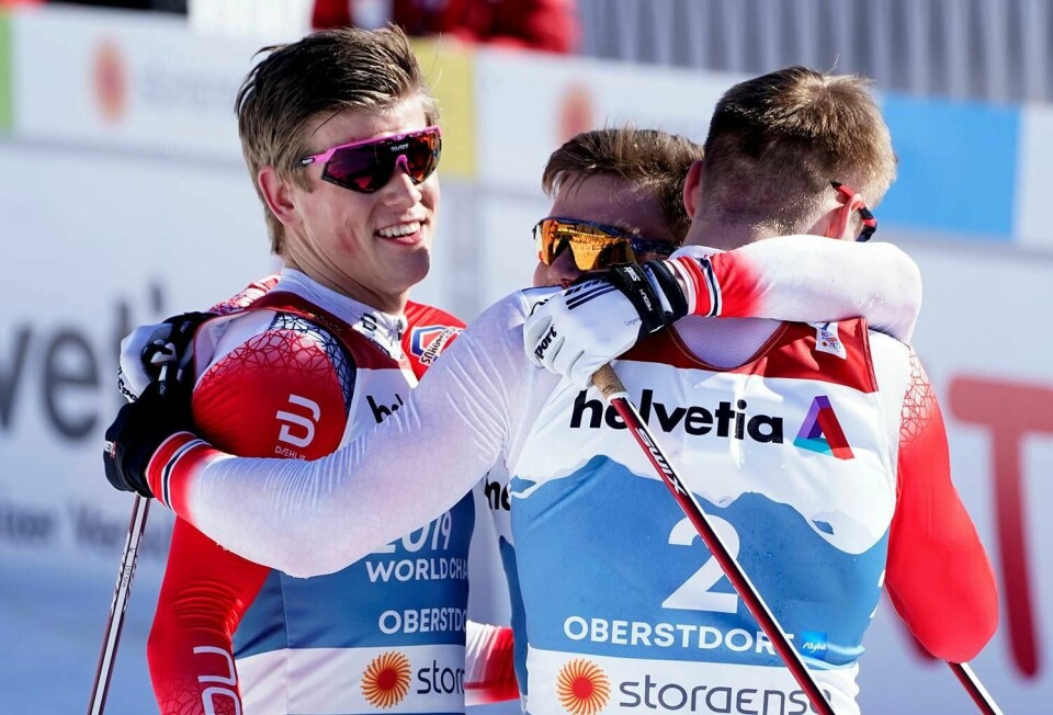 SKI: Det ble trippel norsk på VM-sprinten. Johannes Klæbo tok gull for andre VM på rad.