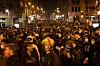 Demonstrators march during a protest condemning the arrest of rap singer Pablo Hasél in Barcelona, Spain, Friday, Feb. 19, 2021. Violent street protests over the imprisonment of a rapper have erupted for a fourth straight night in Spain. Police in the northeastern region of Catalonia said some protesters pelted officers with bottles, stones, fireworks and paint on Friday. (AP Photo/Emilio Morenatti)