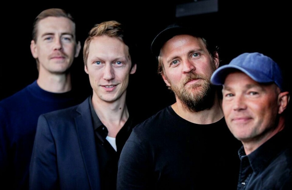 TILBAKE: Skuespillerne Pål Sverre Hagen (fra venstre), Simon J. Berger, Tobias Santelmann og Jon Øigarden fortsetter jaget etter penger. Det er i andre sesong av «Exit».