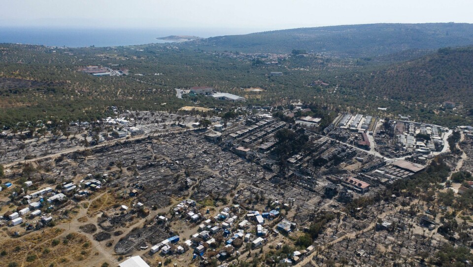 BRANNER: Slik så Moria-leiren ut etter at brannene herjet.